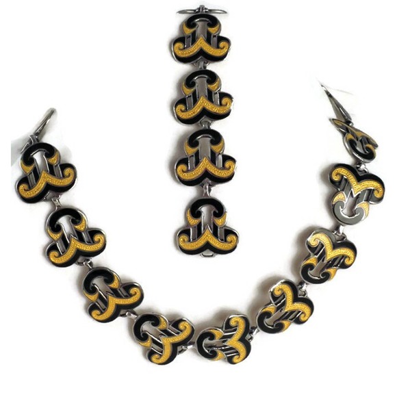 Margot de Taxco Enamel on Sterling Silver Necklace and Bracelet Set - Picture 4 of 10